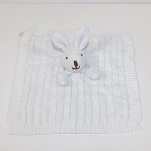 Baby Mode White Cable Knit Bunny Rabbit Security blanket Baby Lovey Nunu Soother
